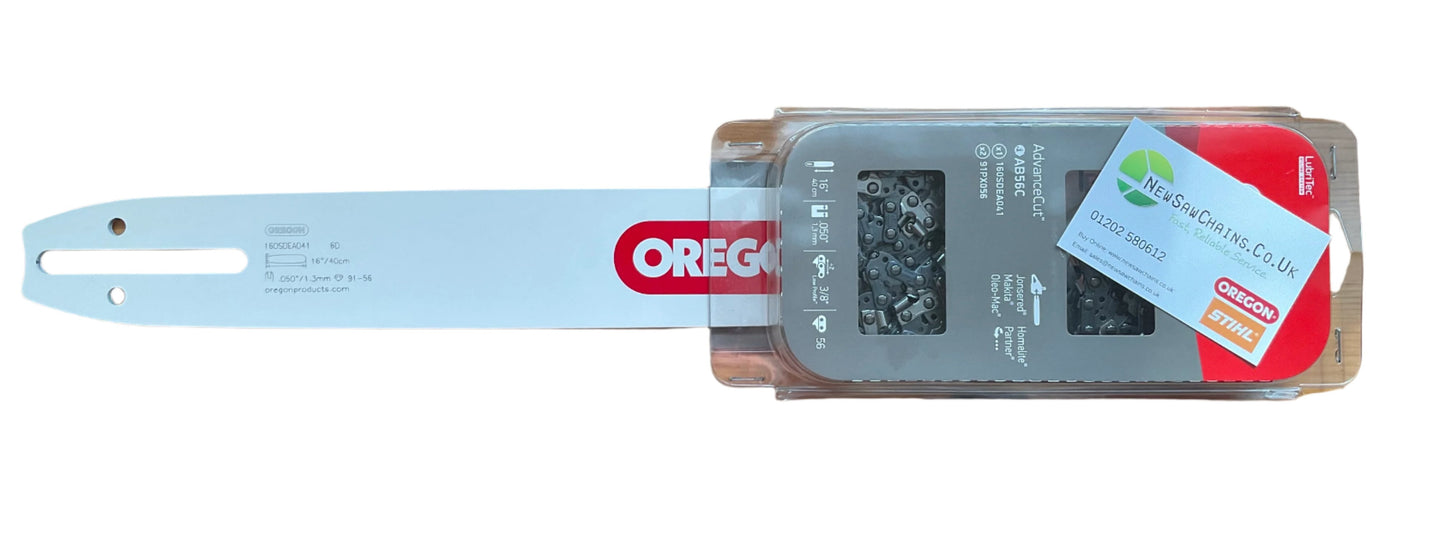 Oregon 543483 - 1 x 160SDEA041 Guide Bar and 2 x 91PX056E Saw Chains