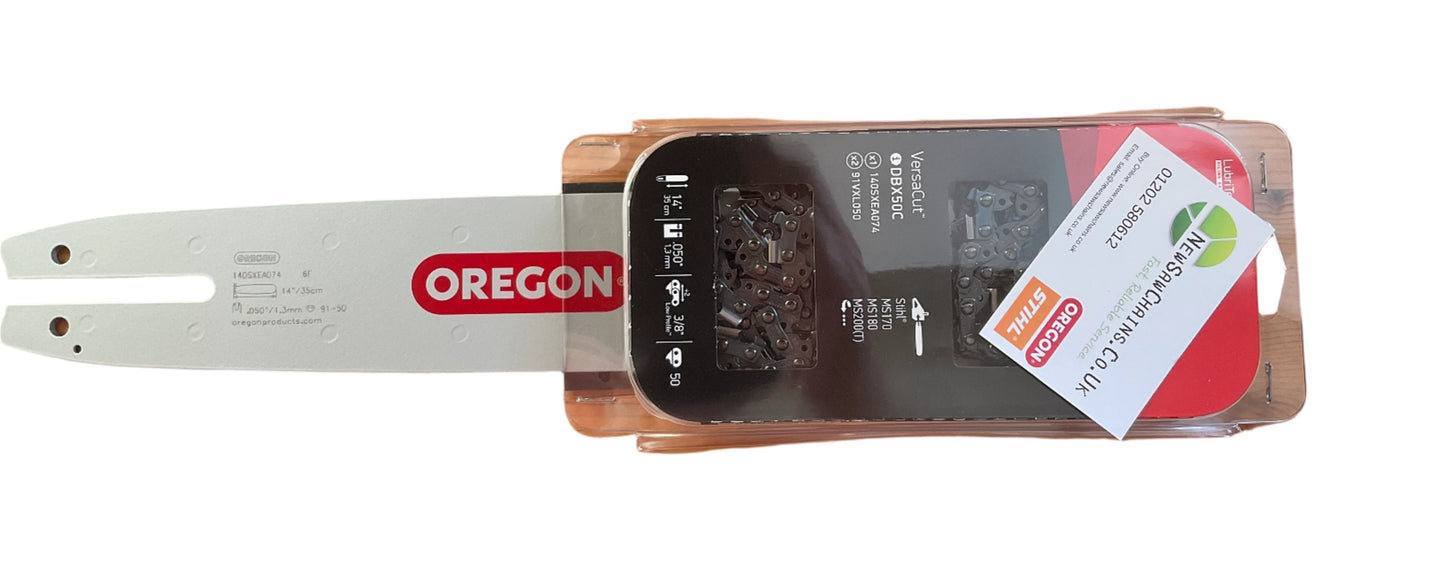 Oregon 559166 - 1 x 140SXEA074 Guide Bar and 2 x 91VXL050E Saw Chains